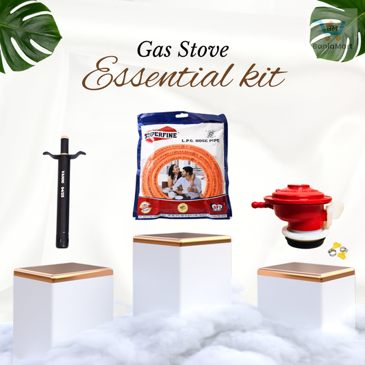 BaniaMart Gas Stove Essential Kit | Pipe , Lighter , Regulator and Clip Set