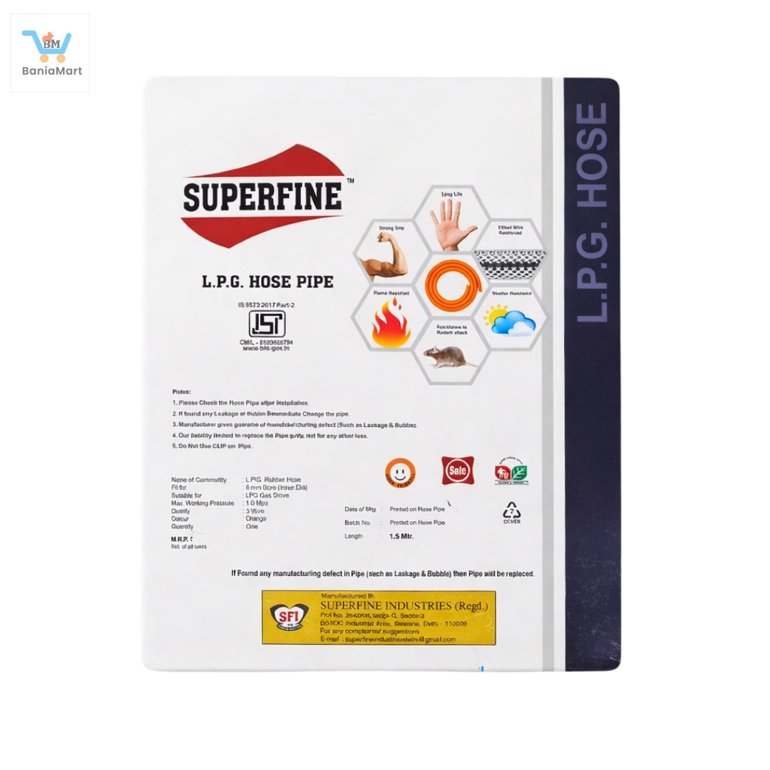 BaniaMart LPG Gas Stove Premium Pipe / Hose with Butterfly Clip Set