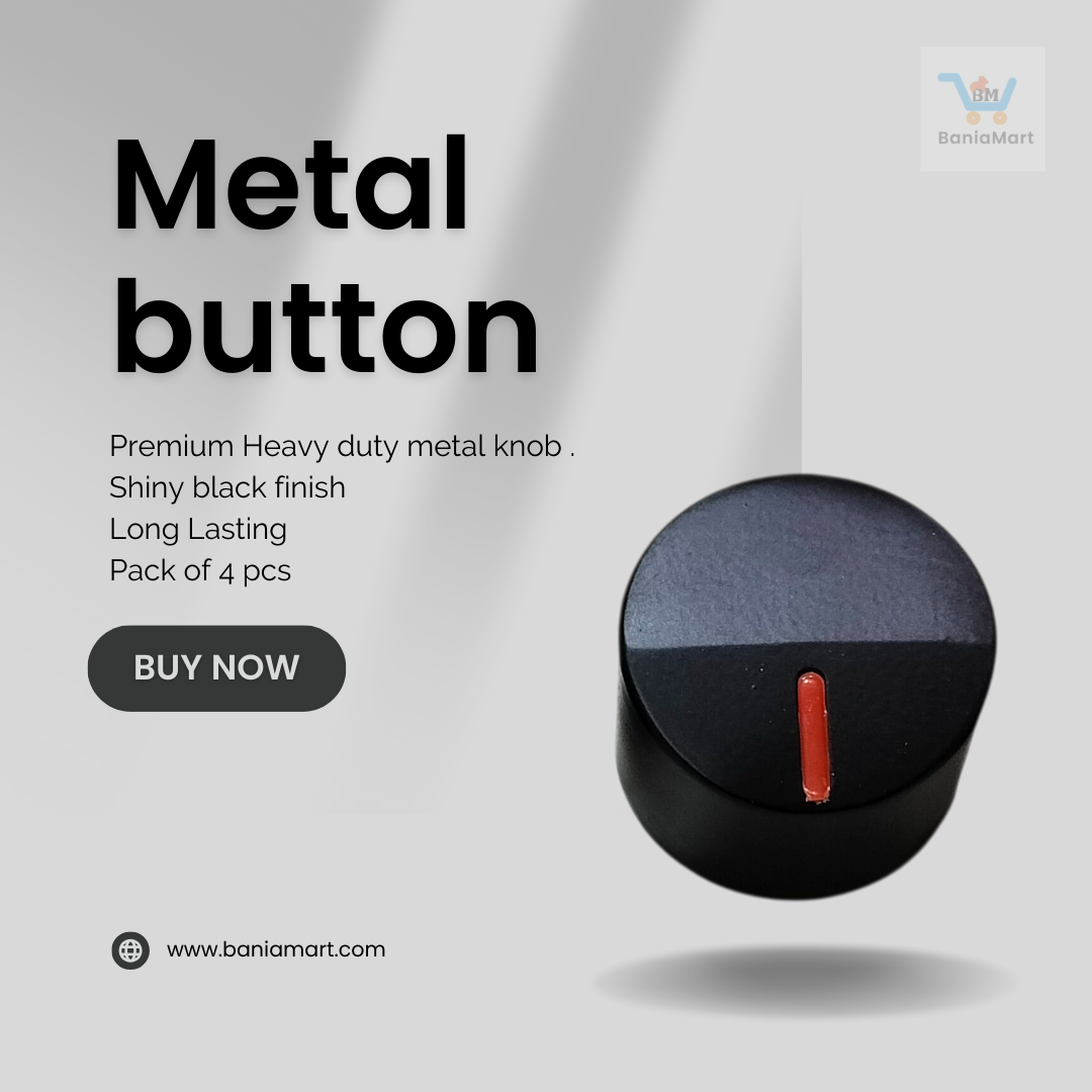BaniaMart Metal Black Gas Stove Replacement Knob