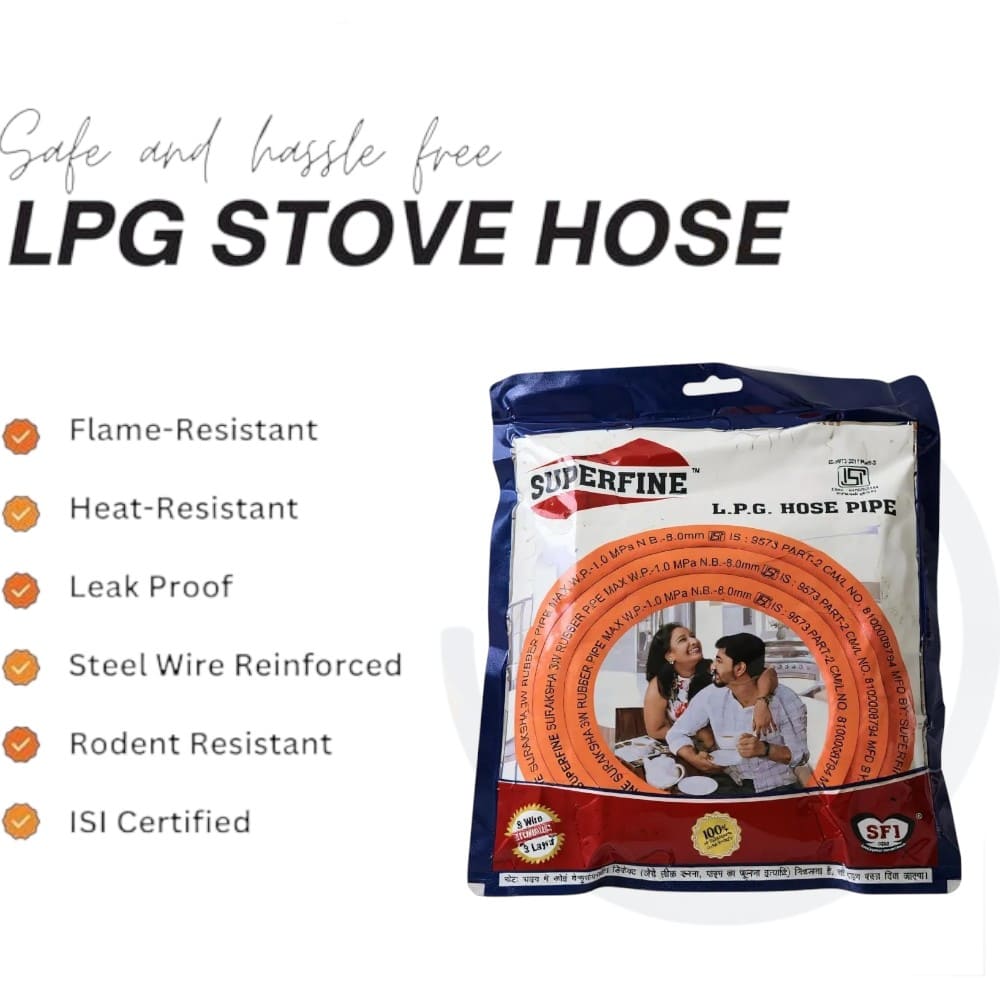 BaniaMart Gas Stove LPG Pipe / Hose with Clip Set