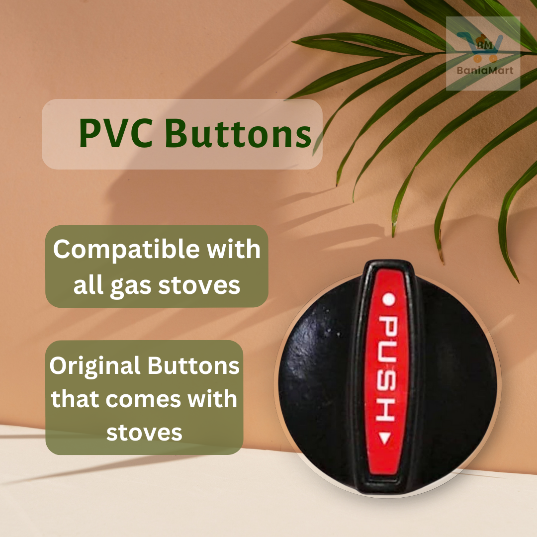 BaniaMart PVC Black Gas Stove Replacement Knob