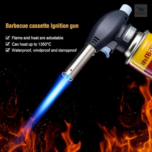 BaniaMart AutoGun Ignition Butane Gas Blow Torch with Butane Bottle