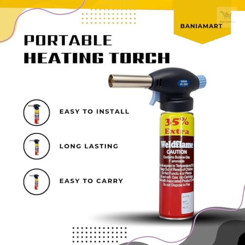 BaniaMart AutoGun Ignition Butane Gas Blow Torch with Butane Bottle