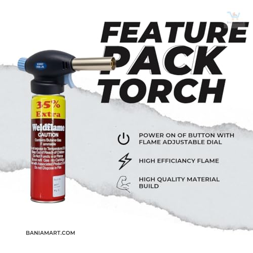 BaniaMart AutoGun Ignition Butane Gas Blow Torch with Butane Bottle