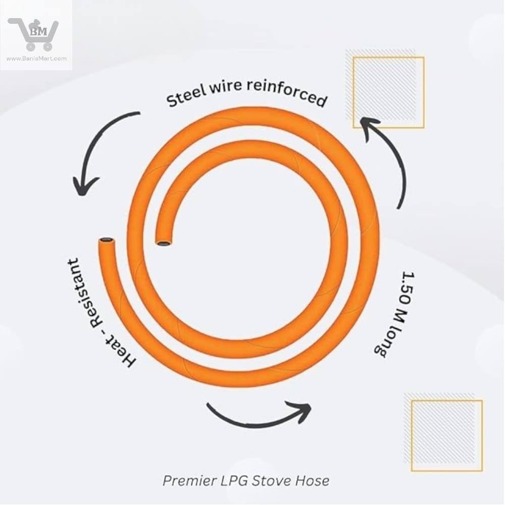 BaniaMart Gas Stove LPG Pipe / Hose with Clip Set