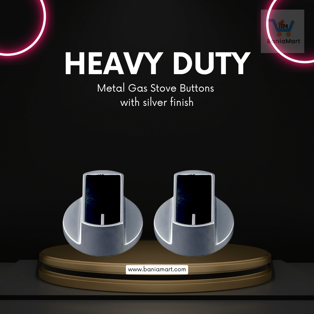 BaniaMart Metal Silver Gas Stove Replacement Knobs