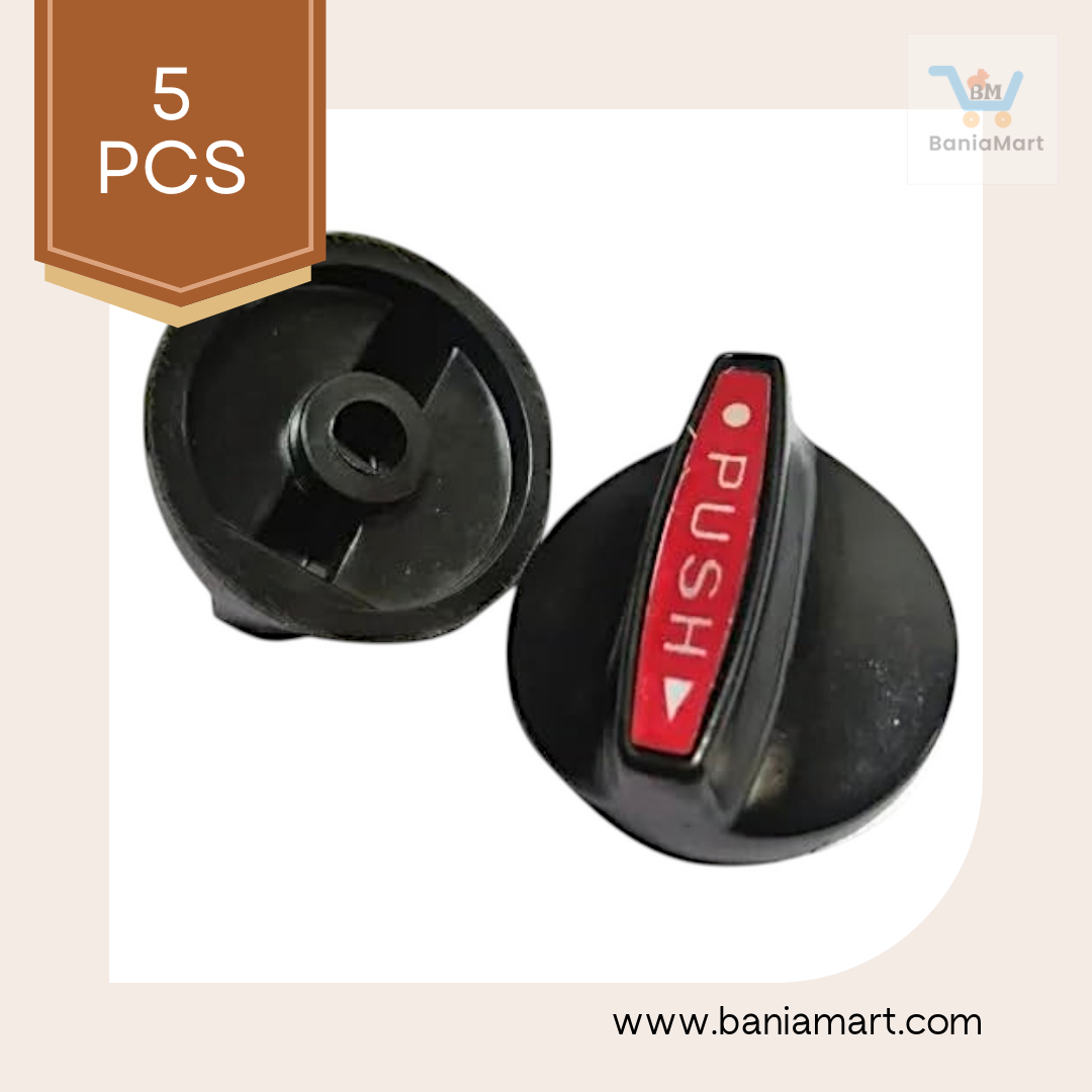 BaniaMart PVC Black Gas Stove Replacement Knob