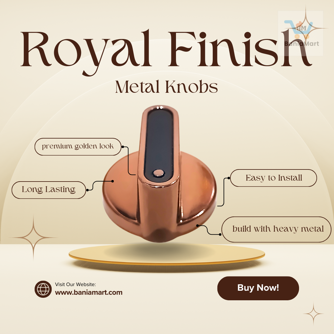 BaniaMart Premium Golden Gas Stove Replacement Knob