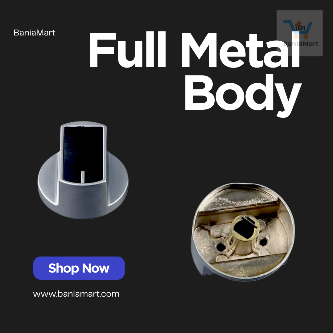 BaniaMart Metal Silver Gas Stove Replacement Knobs