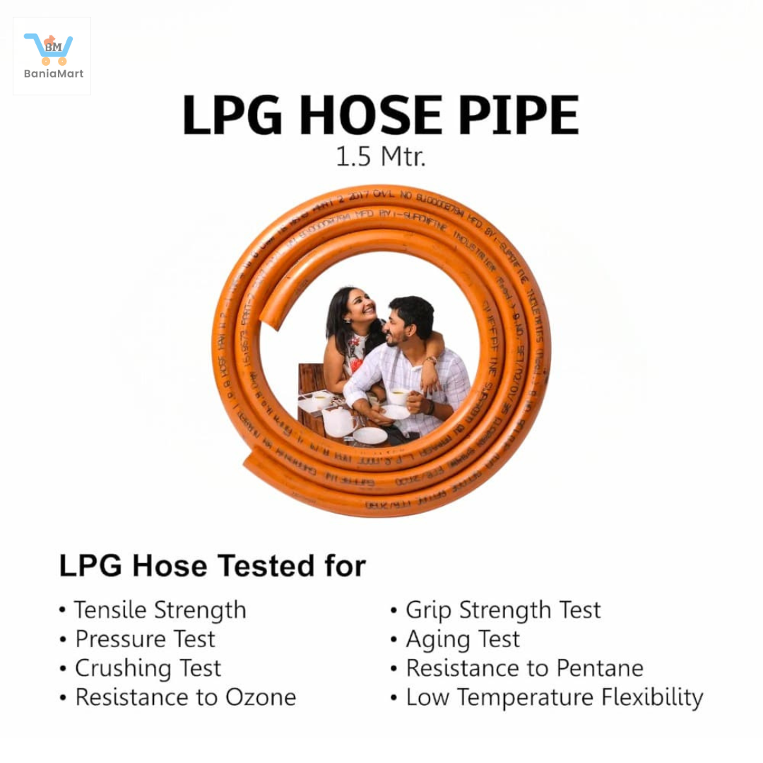 BaniaMart LPG Gas Stove Premium Pipe / Hose with Butterfly Clip Set