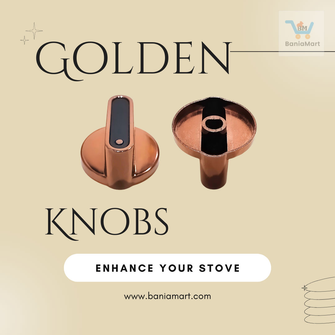 BaniaMart Premium Golden Gas Stove Replacement Knob
