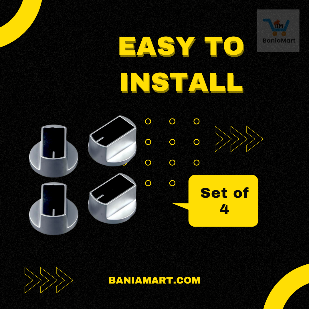 BaniaMart Metal Silver Gas Stove Replacement Knobs
