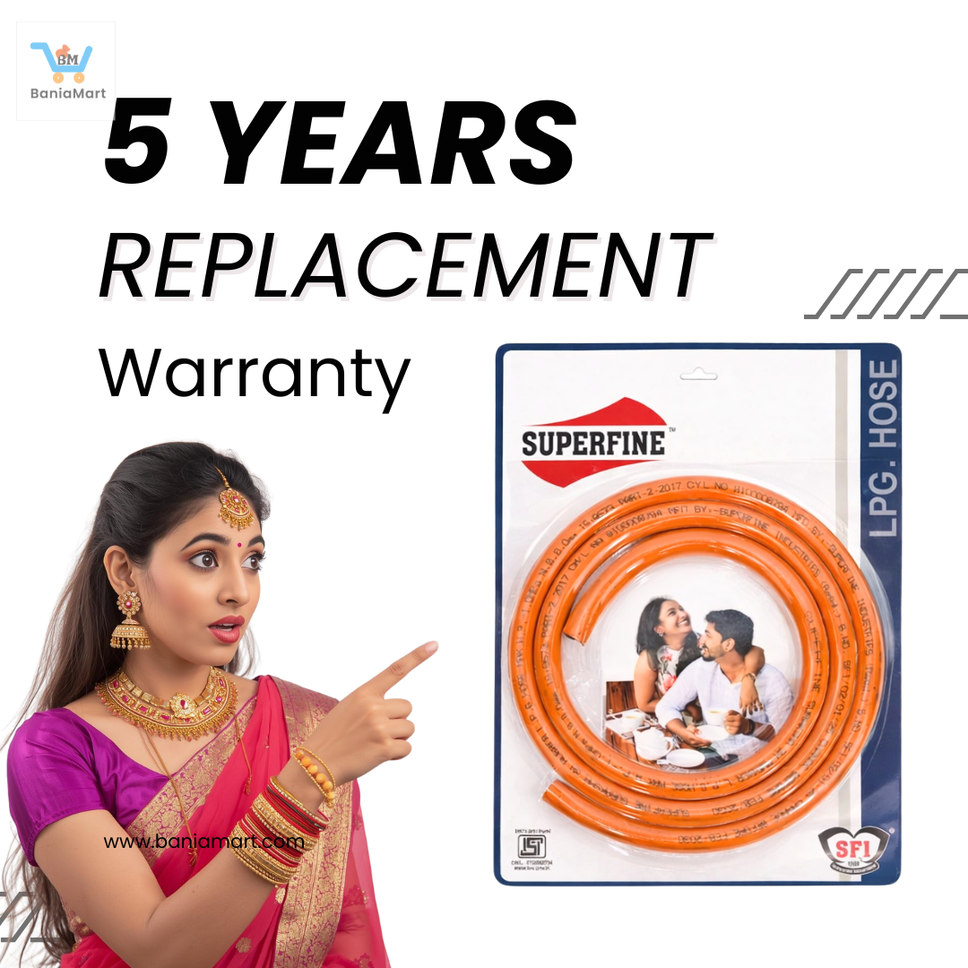 BaniaMart LPG Gas Stove Premium Pipe / Hose with Butterfly Clip Set